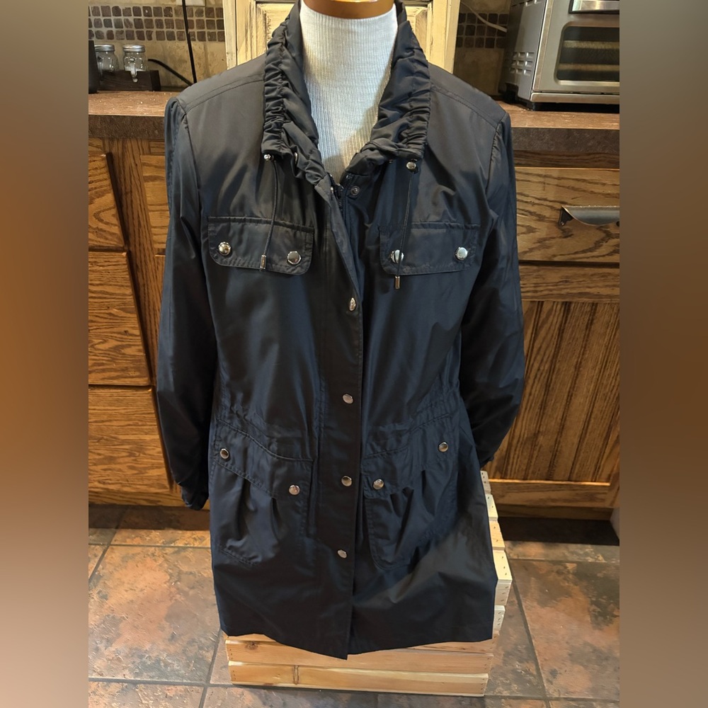 ⭐️⭐️Alfani Black Utility Jacket with Ruffle Trim